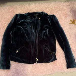 INC green velvet jacket